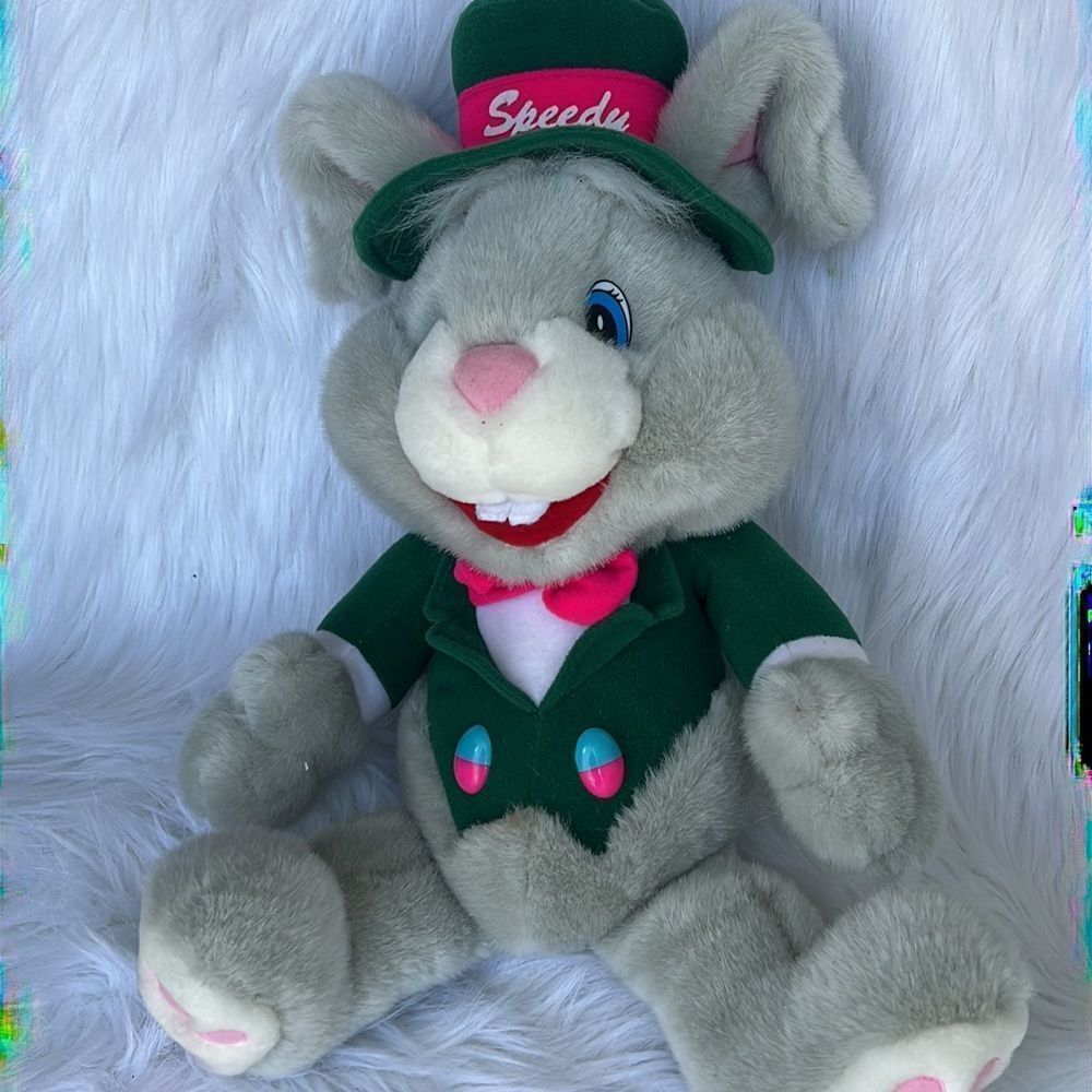 Vintage 1988 Speedy Easter stuffed bunny Kmart 17.5” Excellent
